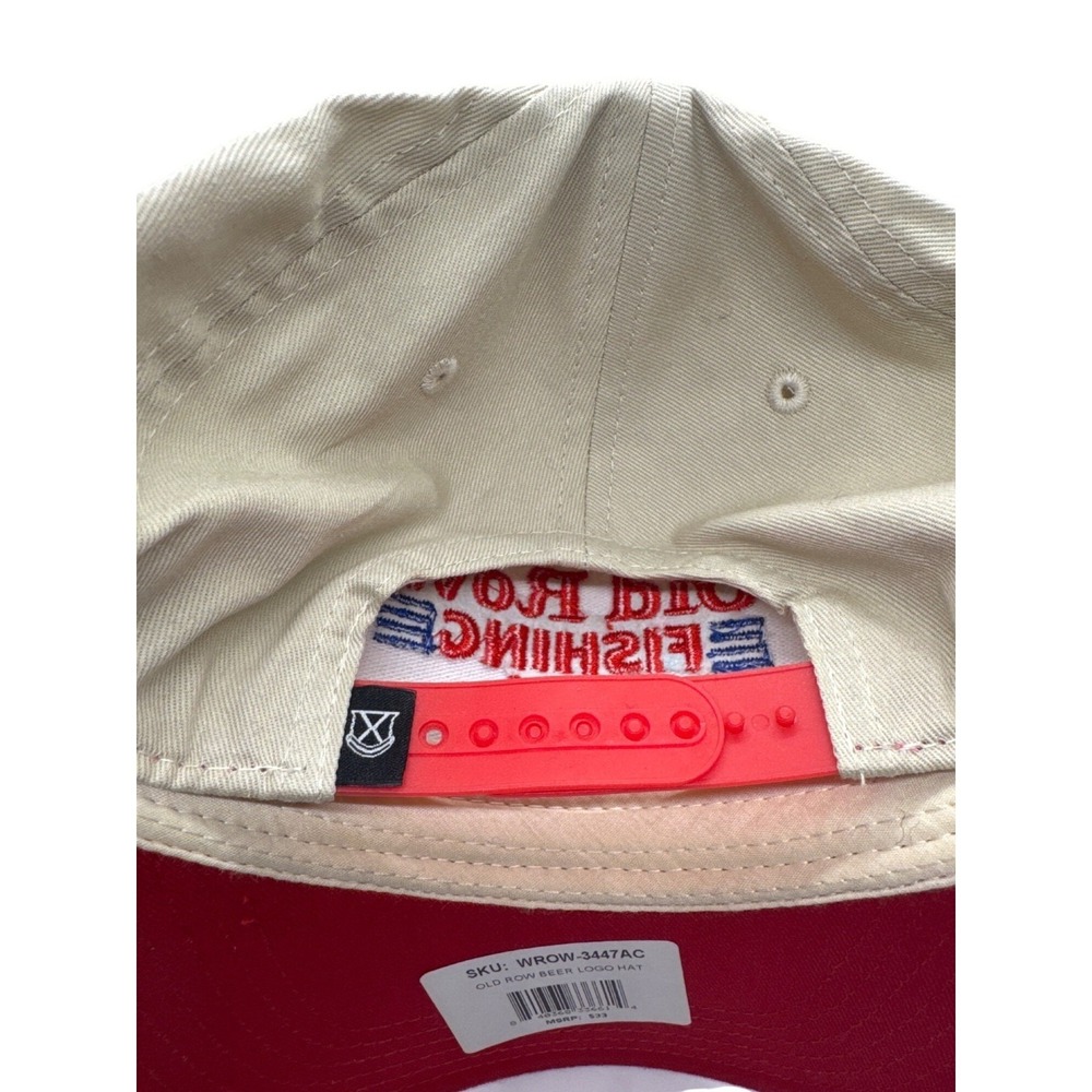 Old Row Fishing Team Snapback Hat Red & Beige Adjustable - Picture 5 of 6